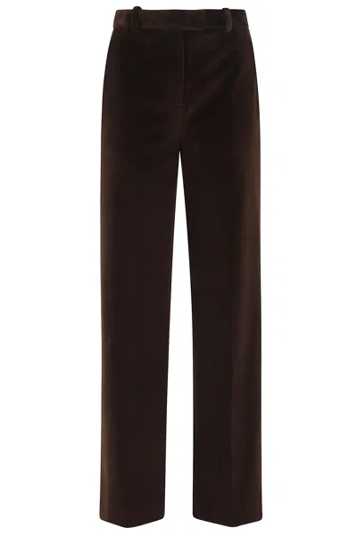 Circolo 1901 Velvet Wide Leg Trousers With Belt Loops In Purple