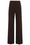 Circolo 1901 High-waisted Straight Leg Pants With Button-down Back Pocket In Brown