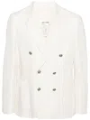 CIRCOLO 1901 MEN'S CREAM WHITE DOUBLE-BREASTED LINEN AND COTTON JACKET FOR SS24