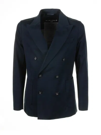 CIRCOLO 1901 CIRCOLO 1901 NAVY BLUE DOUBLE-BREASTED JACKET