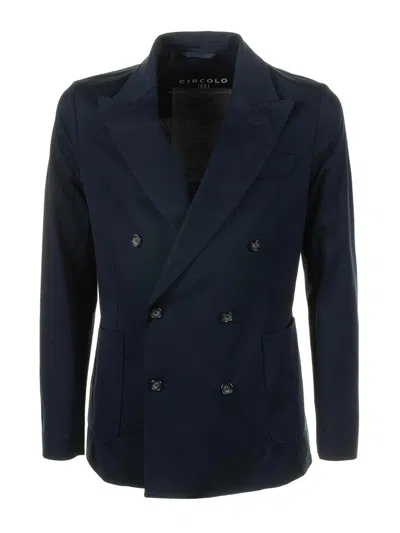 CIRCOLO 1901 NAVY BLUE DOUBLE-BREASTED JACKET