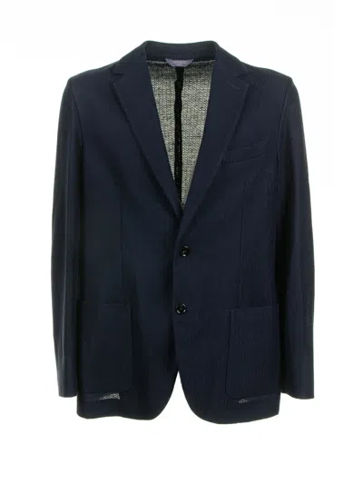 Circolo 1901 Navy Blue Single-breasted Linen And Cotton Jacket