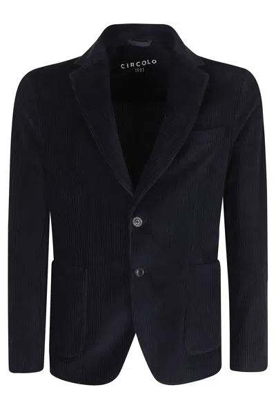 Circolo 1901 Navy Corduroy Single-breasted Cotton-blend Blazer In Black