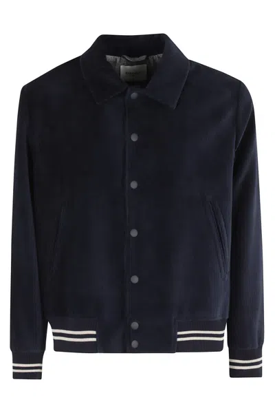 Circolo 1901 Navy Corduroy Varsity Jacket In Black