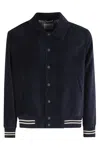 Circolo 1901 Navy Corduroy Varsity Jacket In Blue