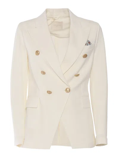 Circolo 1901 Oxford Double Breasted Jacket In Neutral