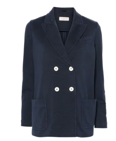 Circolo 1901 Oxford Double-breasted Jacket In Blue