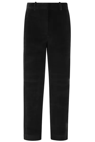 Circolo 1901 Pant Carrot Velour In Nero