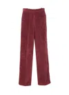 Circolo 1901 High-waisted Wide-leg Pants In Textured Burgundy Corduroy In Red
