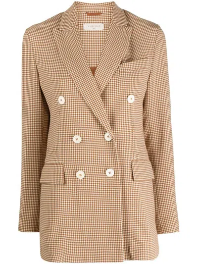 Circolo 1901 Pied De Poul Double-breasted Jacket In Orange