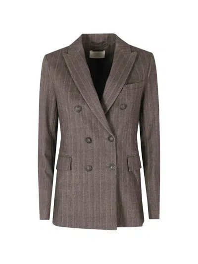 Circolo 1901 Pinstripe Double-breasted Jacket In Gray
