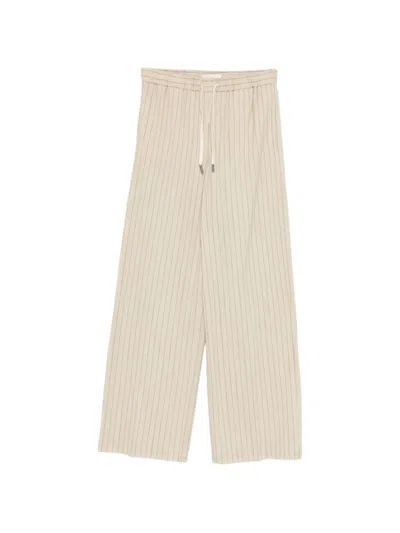 Circolo 1901 Pinstripe Drawstring-waist Trousers In Neutral