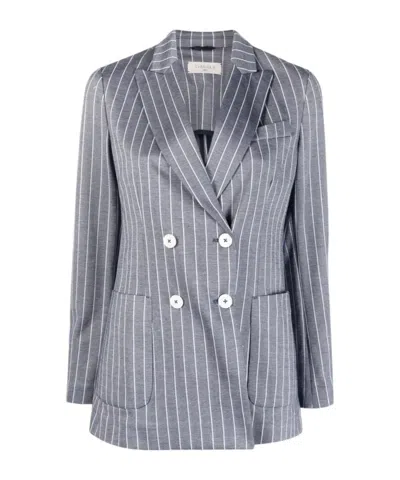 Circolo 1901 Pinstripe-pattern Double-breasted Blazer In Blue