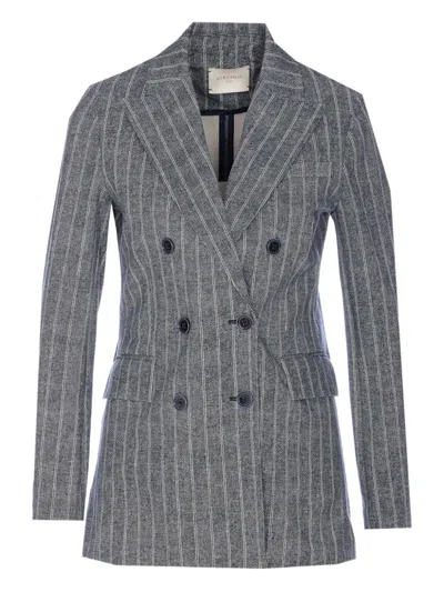 Circolo 1901 Pinstriped Double-breasted Blazer In Blue