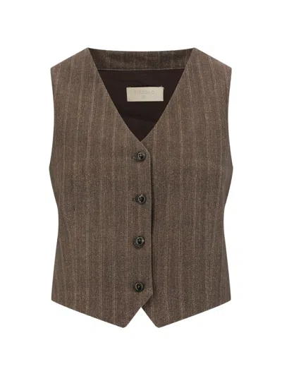 Circolo 1901 Pinstripe-pattern Waistcoat In Brown