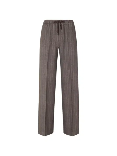 Circolo 1901 Pinstripe-print Drawstring Trousers In Black