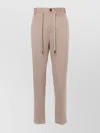 Circolo 1901 Piqué Drawstring Trousers With Pressed Crease In Purple