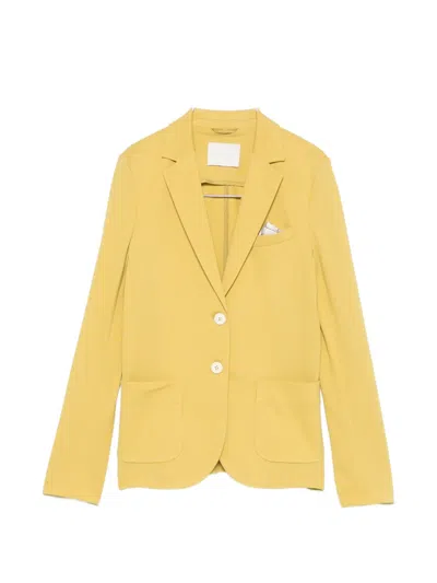 Circolo 1901 Pique-texture Notched-lapels Blazer In Yellow