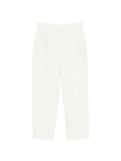 Circolo 1901 Pleated Cotton Trousers Front Creases Belt Loops In White
