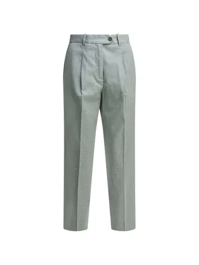 Circolo 1901 Pleated Straight-leg Trousers In Green