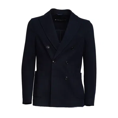 Circolo 1901 Premium Piquet Double-breasted Blazer In Blue