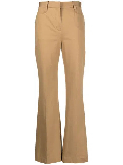 Circolo 1901 Pressed-crease Jersey Flared Trousers In Brown