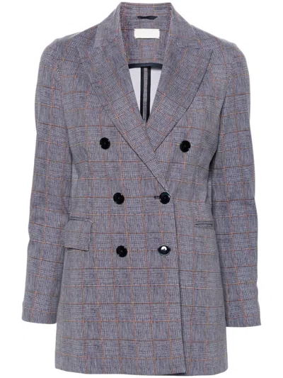 Circolo 1901 Prince Of Wales Double-breasted Jacket In Blue