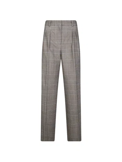 Circolo 1901 Prince Of Wales-check Pleated Trousers In Gray