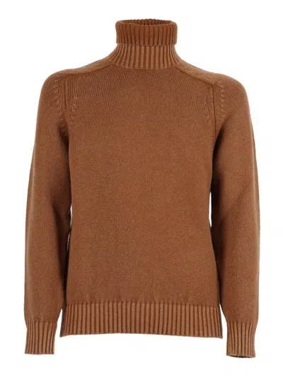 CIRCOLO 1901 RIBBED TURTLENECK WOOL SWEATER IN EARTHY BROWN