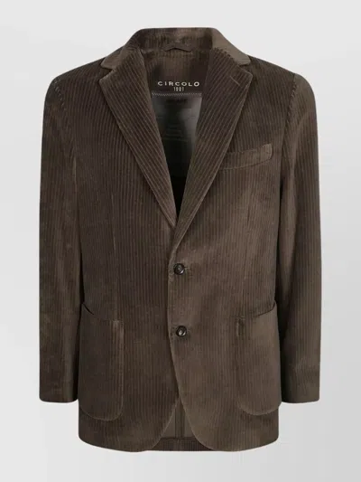 Circolo 1901 Ribbed Velvet Jacket Chest Pocket In Black