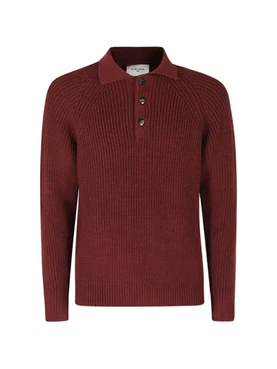 Circolo 1901 Ribbed-knit Raglan-sleeve Polo Shirt In Red