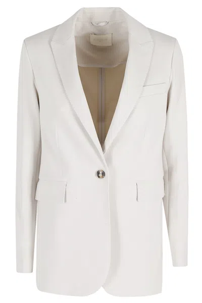 Circolo 1901 Sesame Fleece Single-breasted Cotton Blazer In White