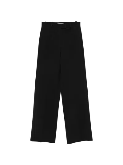 Circolo 1901 Wide Leg Cotton Trousers Belt Loops Pockets In Black