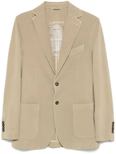 Circolo 1901 Single-breasted Beige Blazer With Honeycomb Texture