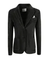 Circolo 1901 Tailored Black Velvet Blazer With Notch Lapel And Buttoned Cuffs In Black