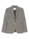 Circolo 1901 Tailored Check Blazer With Notched Lapel And Button Closure In Gray