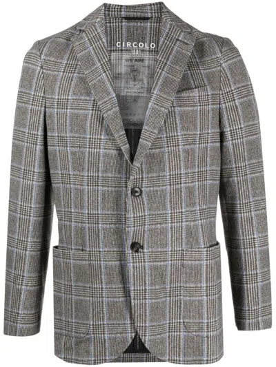 Circolo 1901 Single-breasted Checked Cotton Jacket In Black