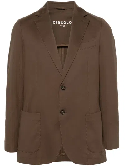 Circolo 1901 Single-breasted Pique Jacket In Brown