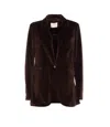 Circolo 1901 Velvet Effect V-neckline Jacket In Brown