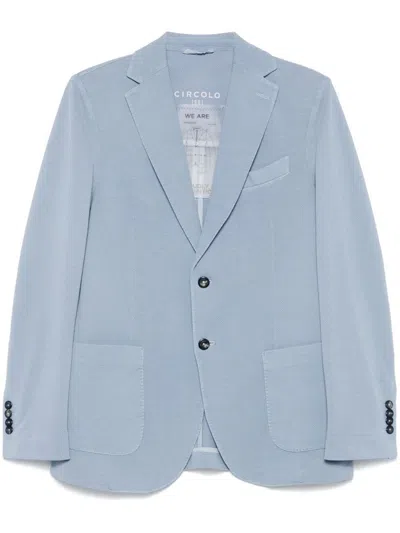Circolo 1901 Single-breasted Light Blue Blazer With Honeycomb Texture
