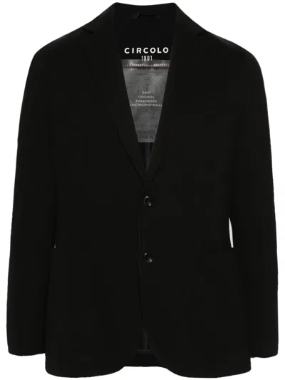 Circolo 1901 Single-breasted Piqué Blazer In Black