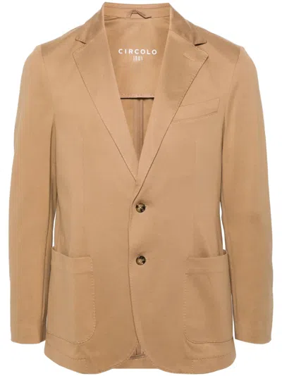 Circolo 1901 Single-breasted Piqué Blazer In Brown