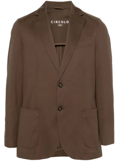 Circolo 1901 Single-breasted Pique Jacket In Brown