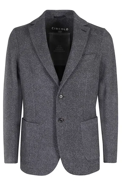 Circolo 1901 Single-breasted Plush Cotton Jacket In Blue