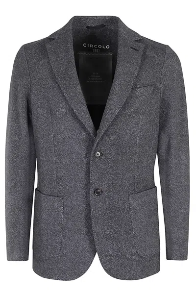 Circolo 1901 Single-breasted Plush Cotton Jacket In Blue