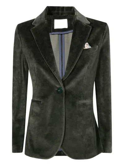 Circolo 1901 Single-breasted Velvet Blazer In Green