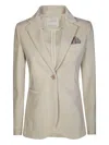 Circolo 1901 Single-breasted Velvet Blazer In Neutral