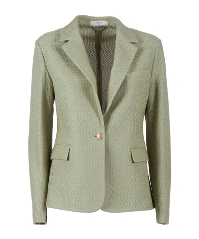 Circolo 1901 Single-breasted Slim-fit Knitted Cotton Blazer In Green