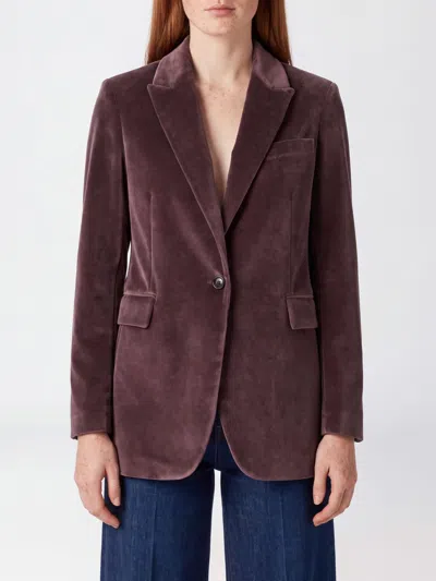 Circolo 1901 Single-breasted Velvet Blazer With Peak Lapels In Burgundy