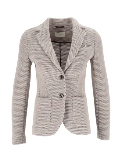 Circolo 1901 Waffle-knit Notched-lapels Blazer In Gray